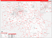 Canton-Massillon Metro Area Wall Map Red Line Style